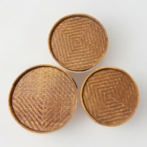 Set Of 3 Rattan Trays Or Wall Art Hangings Nesting Pieces